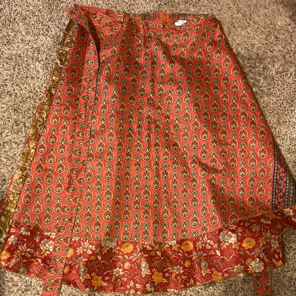 Long/mid Sari Women's Wrap Skirt One Size